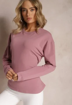 Ciemnoróżowa Bawełniana Bluza z Ozdobnym Wiązaniem Fanarita