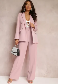 Ciemnoróżowa Marynarka Niezapinana z Dekoracyjnymi Guzikami Cose