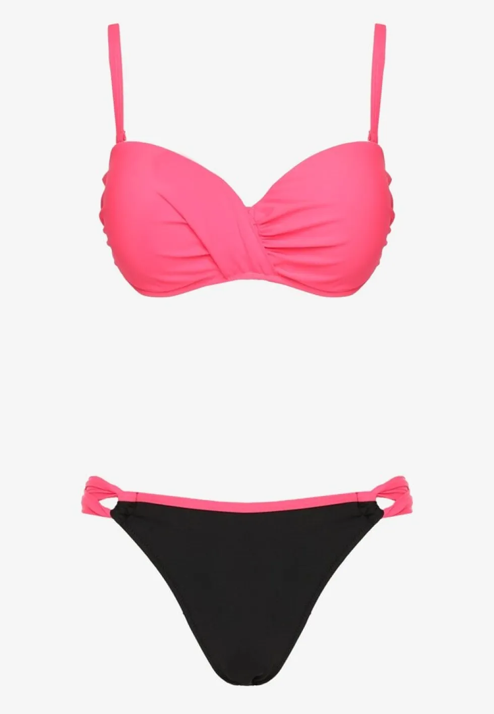 Ciemnoróżowe Bikini Majtki Figi i Biustonosz z Marszczeniem Sepiana