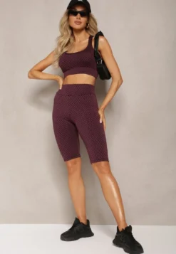 Ciemnoróżowe Kolarki Szorty High Waist Sportowe z Push-Up Calatrix