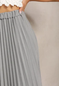 Ciemnoszara Spódnica Midi z Plisami High Waist Jasmira