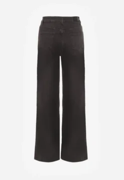 Ciemnoszare Jeansy High Waist z Szerokimi Nogawkami Vetimira