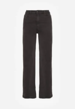 Ciemnoszare Jeansy High Waist z Szerokimi Nogawkami Vetimira