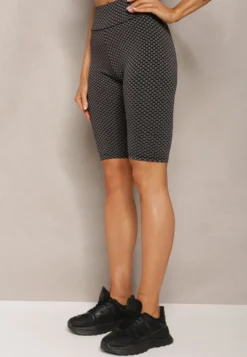 Ciemnoszare Kolarki Szorty High Waist Sportowe z Push-Up Calatrix