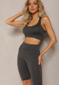 Ciemnoszare Kolarki Szorty High Waist Sportowe z Push-Up Calatrix