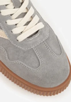 Ciemnoszare Sneakersy Retro Tenisówki z Naturalnego Zamszu ze Skórzaną Wkładką Beralene