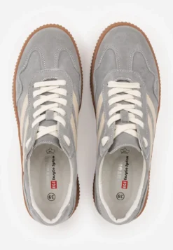 Ciemnoszare Sneakersy Retro Tenisówki z Naturalnego Zamszu ze Skórzaną Wkładką Beralene