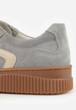 Ciemnoszare Sneakersy Retro Tenisówki z Naturalnego Zamszu ze Skórzaną Wkładką Beralene