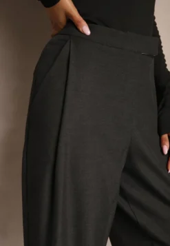 Ciemnoszare Spodnie o Garniturowym Fasonie High Waist Relessa