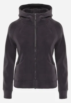 Ciemnoszary Polar Bluza z Kapturem w Stylu Sportowym Aproxia