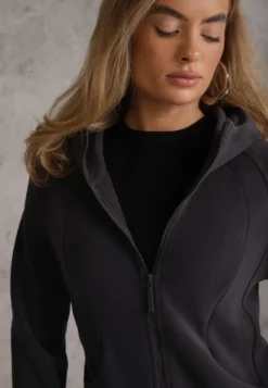 Ciemnoszary Polar Bluza z Kapturem w Stylu Sportowym Aproxia