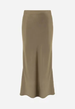 Ciemnozielona Satynowa Spódnica Maxi High Waist Formia