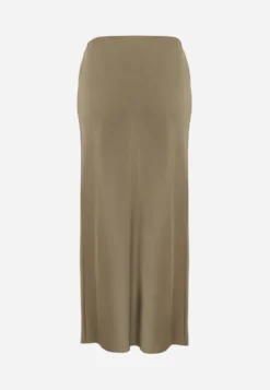 Ciemnozielona Satynowa Spódnica Maxi High Waist Formia