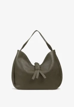 Ciemnozielona Torebka Hobo Shopper Ozdobiona Plecionką Nalorella