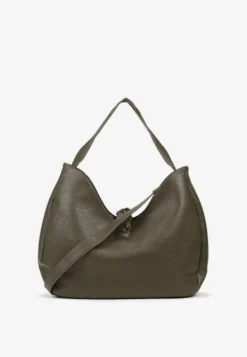 Ciemnozielona Torebka Hobo Shopper Ozdobiona Plecionką Nalorella