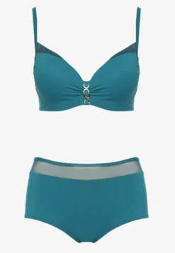 Ciemnozielone Bikini Biustonosz Zdobiony Aplikacją i Majtki Typu Figi Iffirelle