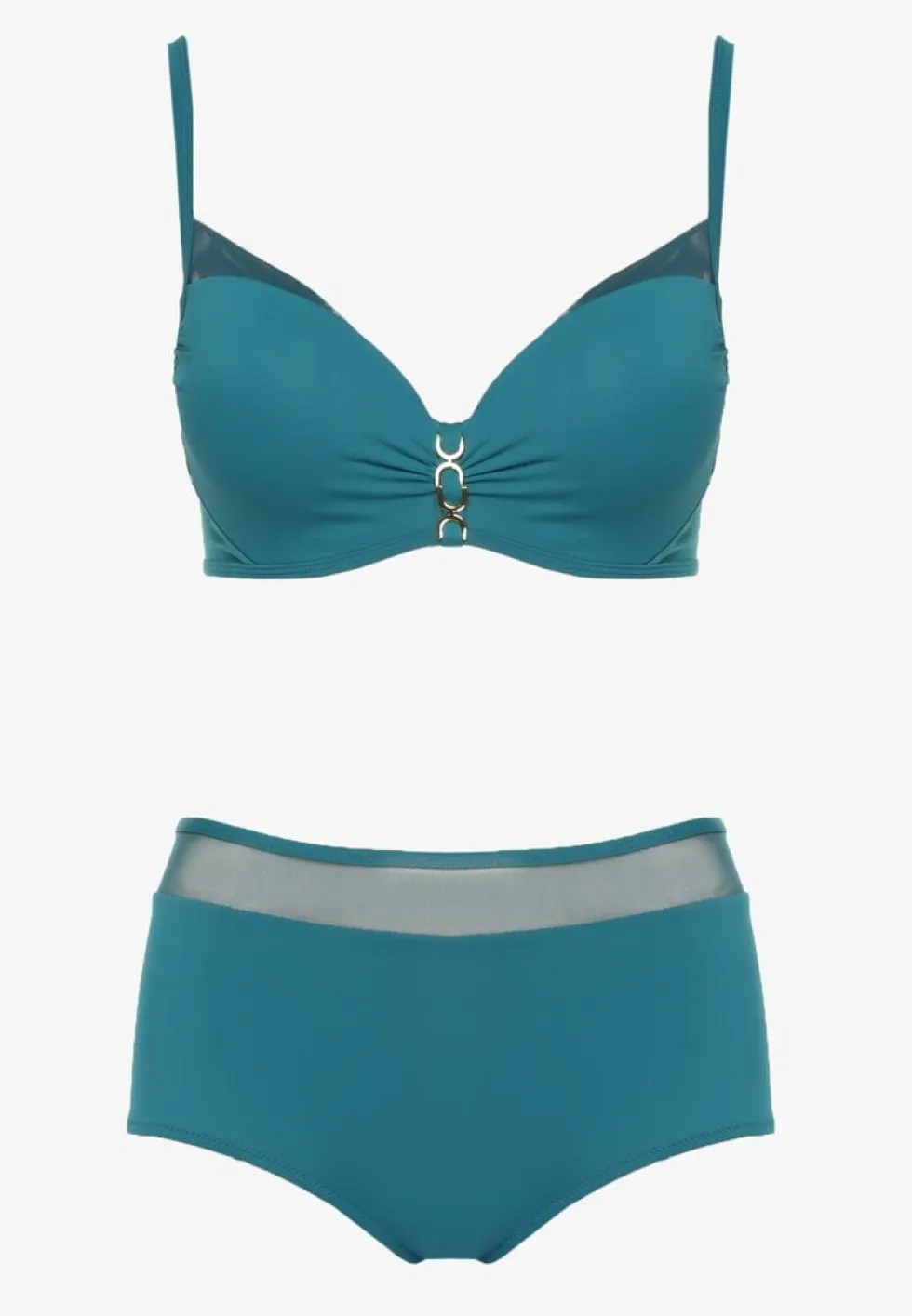 Ciemnozielone Bikini Biustonosz Zdobiony Aplikacją i Majtki Typu Figi Iffirelle