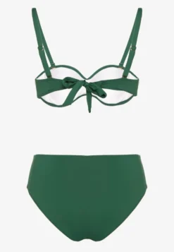 Ciemnozielone Bikini Biustonosz Ozdobiony Geometryczną Aplikacją i Majtki Figi Kinrina