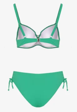 Ciemnozielone Bikini Majtki Figi z Regulacją i Biustonosz z Ozdobą Natrissa
