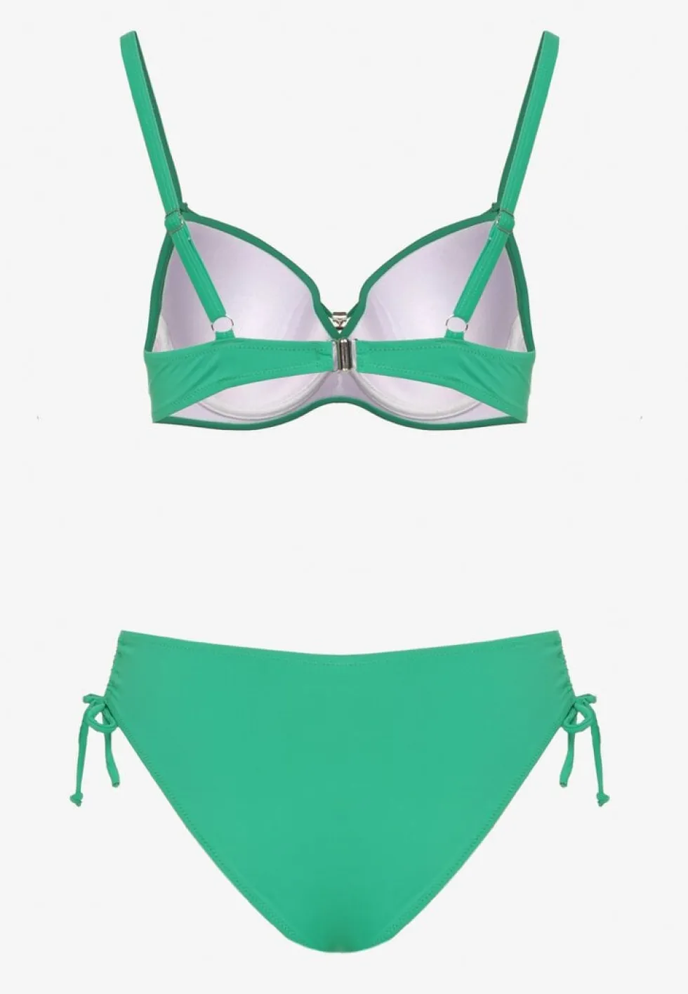 Ciemnozielone Bikini Majtki Figi z Regulacją i Biustonosz z Ozdobą Natrissa