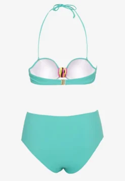 Ciemnozielone Bikini Majtki Figi i Biustonosz z Ozdobną Wstawką Natamara