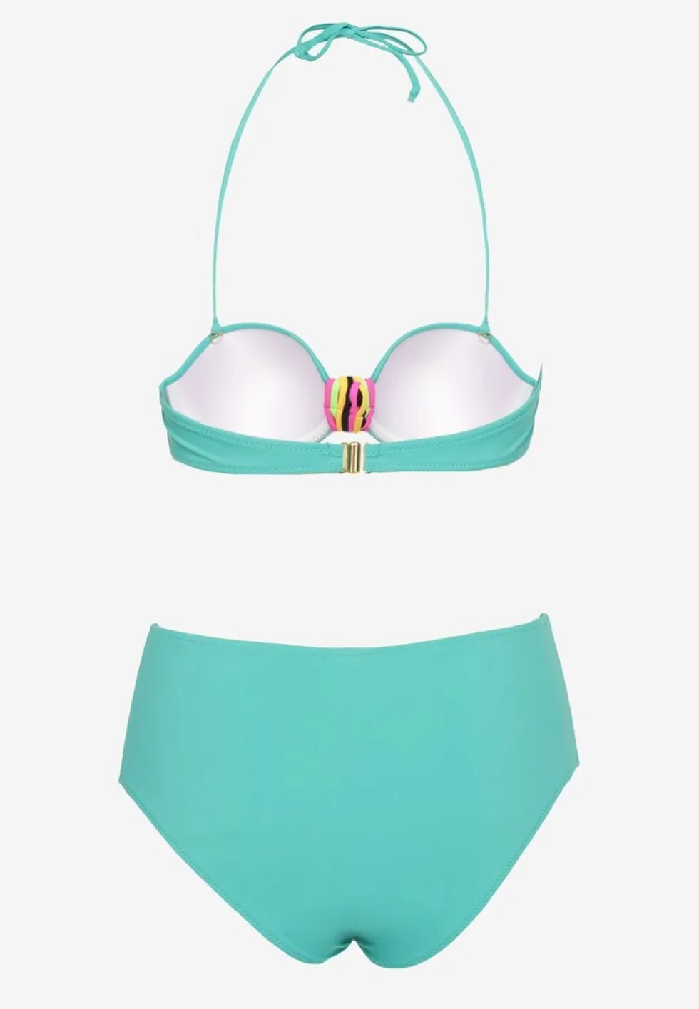 Ciemnozielone Bikini Majtki Figi i Biustonosz z Ozdobną Wstawką Natamara