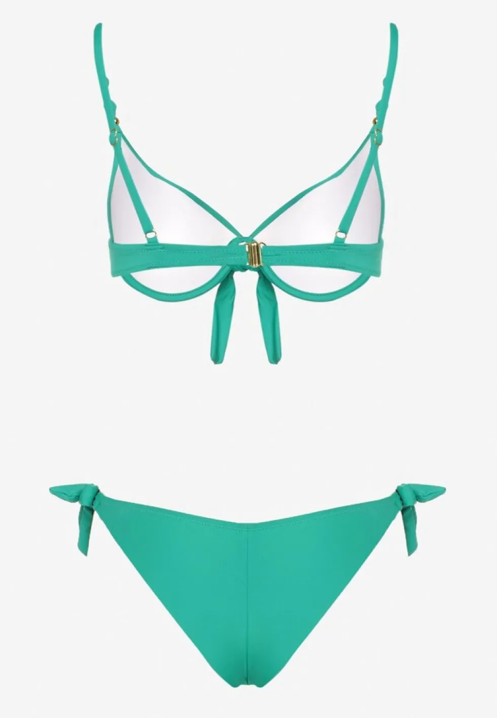 Ciemnozielone Bikini Majtki i Biustonosz z Wiązaniem Sadeenne