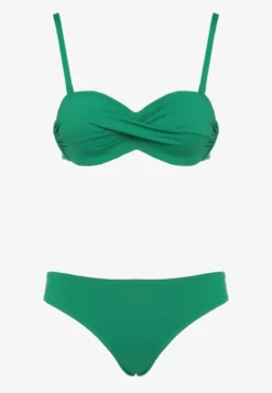 Ciemnozielone Bikini 2 Pary Majtek Typu Figi i Biustonosz Wiązany na Plecach Galanoria
