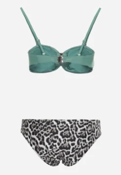 Ciemnozielone Bikini w Panterkę na Cienkich Ramiączkach Naiahes