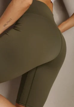 Ciemnozielone Kolarki Szorty Elastyczne High Waist Meania