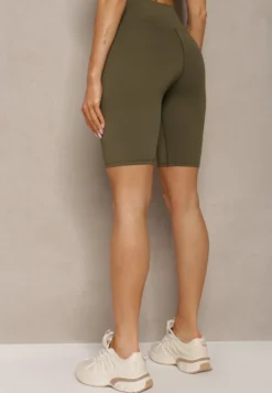 Ciemnozielone Kolarki Szorty Elastyczne High Waist Meania