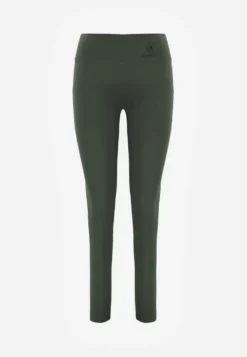 Ciemnozielone Legginsy Basic z Modelującą Wstawką w Pasie Liacan