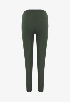 Ciemnozielone Legginsy Basic z Modelującą Wstawką w Pasie Liacan