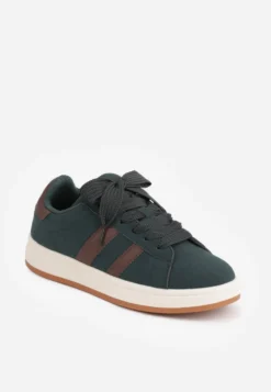 Ciemnozielone Sneakersy Ozdobione Paskami Dolirenna