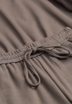Ciemnozielony Bawełniany Komplet Bluza Krótka ze Ściągaczem i Szerokie Spodnie ze Sznurkiem w Pasie Rionnea