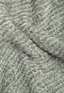 Ciemnozielony Sweter Basic Oversize z Szenilowej Dzianiny z Wełną Mirietha