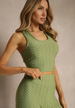 Ciemnozielony Tank Top z Tłoczonym Wzorem Aeronna