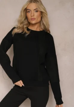 Czarna Bawełniana Bluza z Łańcuszkiem Eleutia