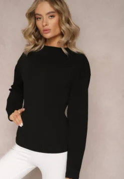 Czarna Bawełniana Bluza z Ozdobnym Wiązaniem Fanarita