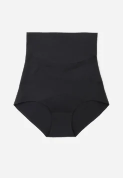 Czarna Bielizna Modelująca Majtki High Waist Zdobione Skośnymi Przeszyciami Kikoneva