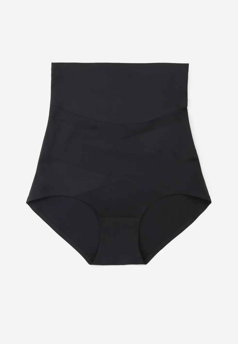 Czarna Bielizna Modelująca Majtki High Waist Zdobione Skośnymi Przeszyciami Kikoneva