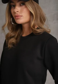 Czarna Bluza Basic Ocieplana Polarem Kaianna