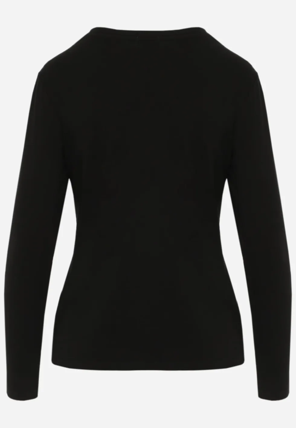 Czarna Bluzka Basic o Fasonie Typu Longsleeve z Delikatnym Ociepleniem Kuarta