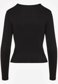 Czarna Bluzka Longsleeve z Bawełny Avelfia
