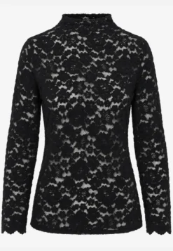 Czarna Bluzka z Koronki ze Stójką Brinewe