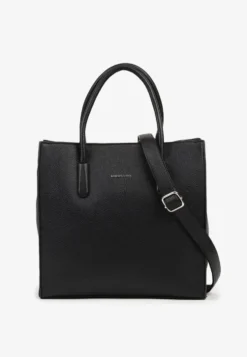 Czarna Klasyczna Torebka Typu Shopper z Paskiem Crossbody Nalireine