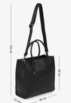 Czarna Klasyczna Torebka Typu Shopper z Paskiem Crossbody Nalireine