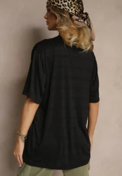 Czarna Koszulka T-shirt z Naszytą Kieszonką TLanitra