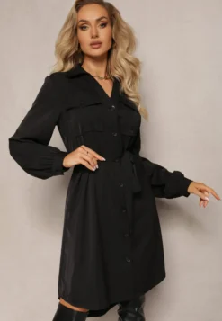 Czarna Koszulowa Sukienka Mini Zenata