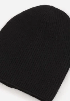 Czarna Miękka Czapka Beanie z Wiskozy z Podwójną Dzianinową Warstwą Wewnątrz Shree